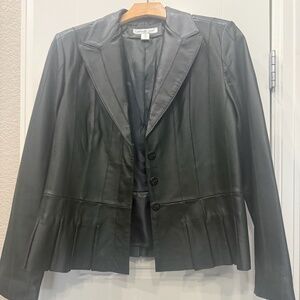 Coldwater Creek Green Leather Jacket Size 10